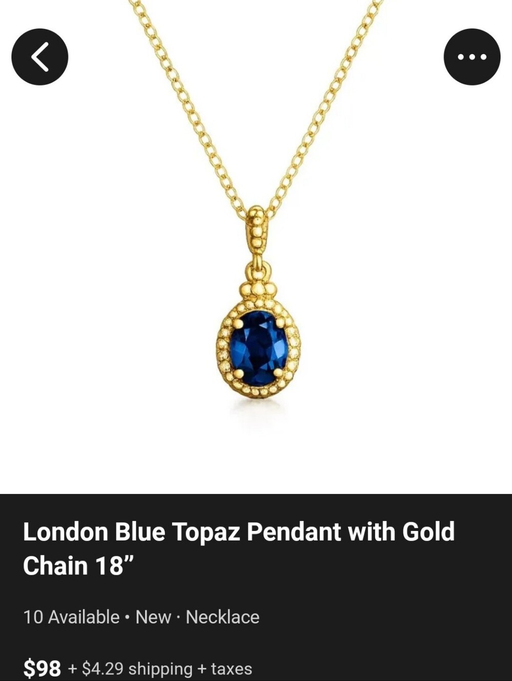 Freida Rothman Vault Gold Chain with Blue Topaz Bezel NEW